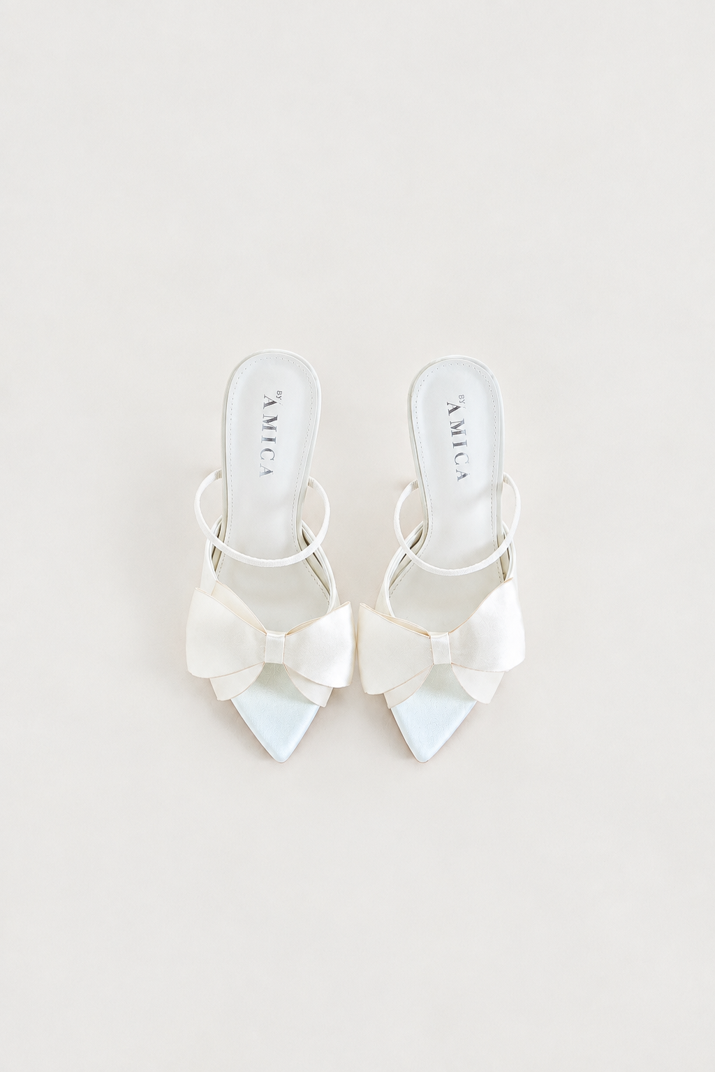 Vincy Bow Mule Heels - White