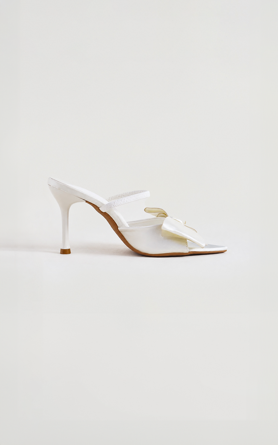 Vincy Bow Mule Heels - White