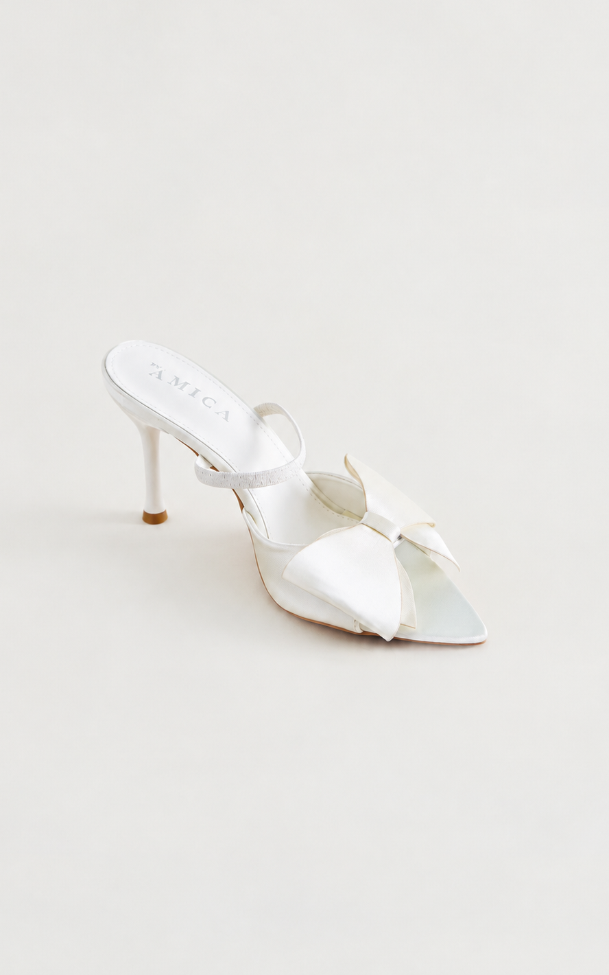 Vincy Bow Mule Heels - White