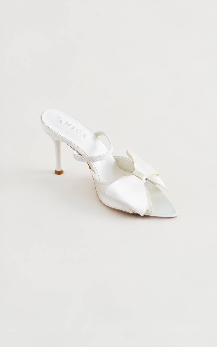Vincy Bow Mule Heels - White
