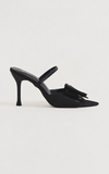 Vincy Bow Mule Heels - Black