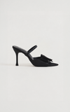 Vincy Bow Mule Heels - Black