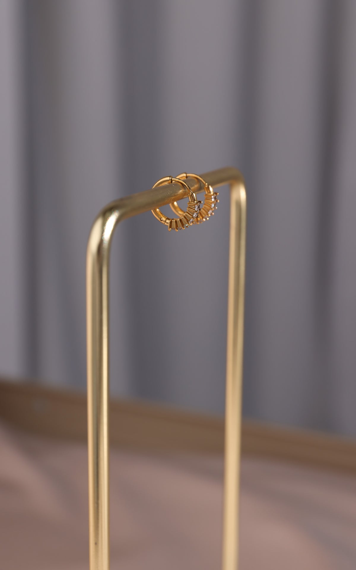 Vinka Hoop Earrings - Gold Half Rect Diamante