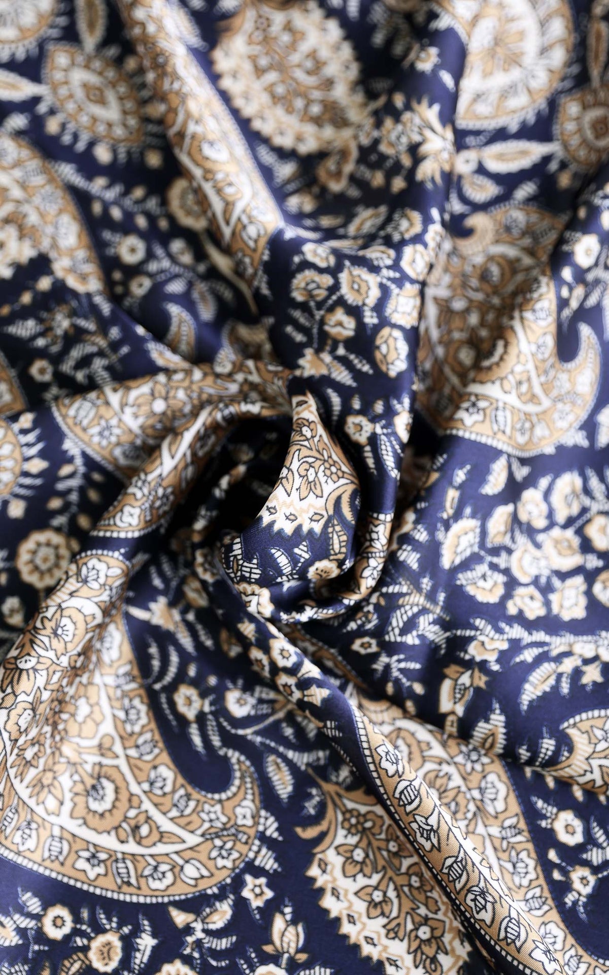 Vito Square Bandana - Navy Gold Paisley Print