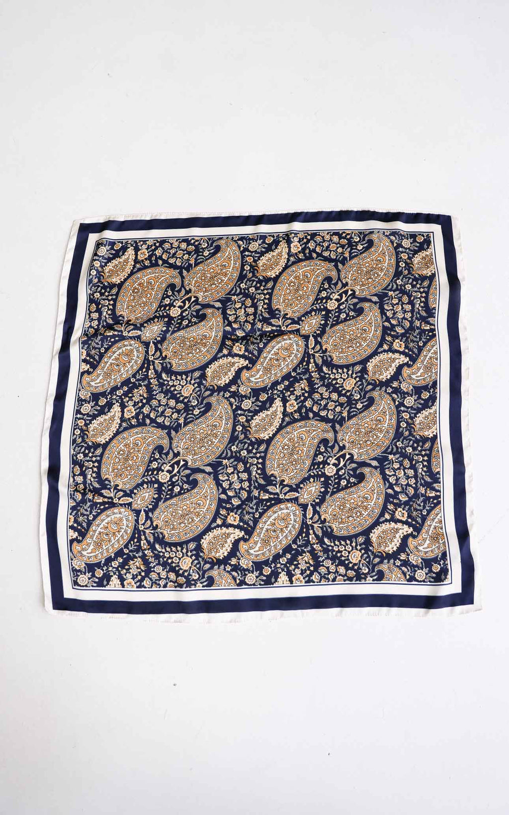 Vito Square Bandana - Navy Gold Paisley Print