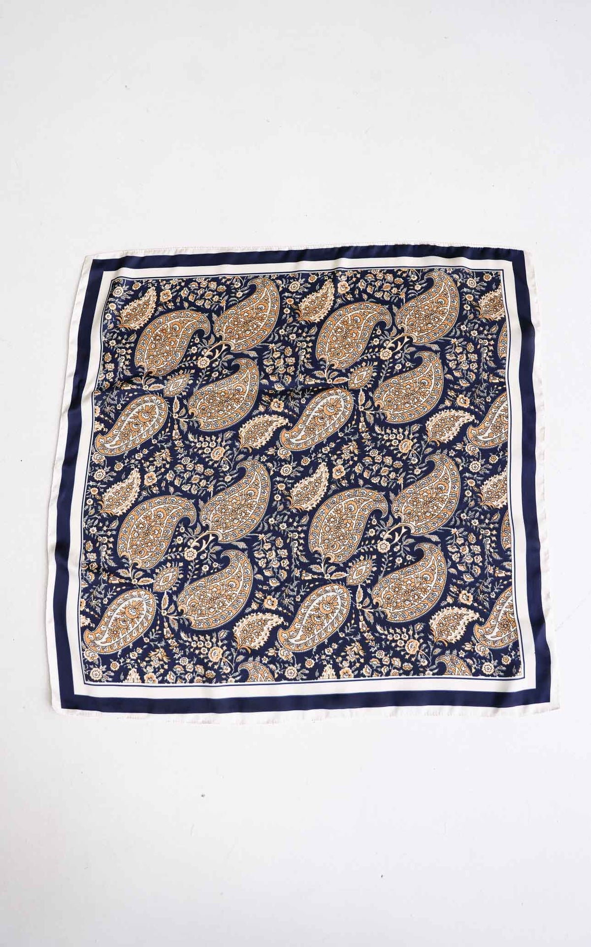 Vito Square Bandana - Navy Gold Paisley Print
