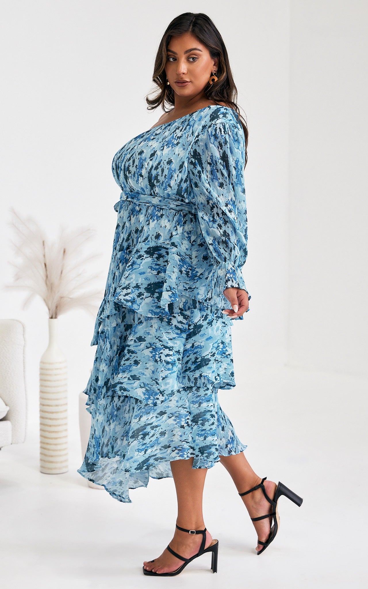 Willow Long Sleeve Maxi Dress - Blue Print