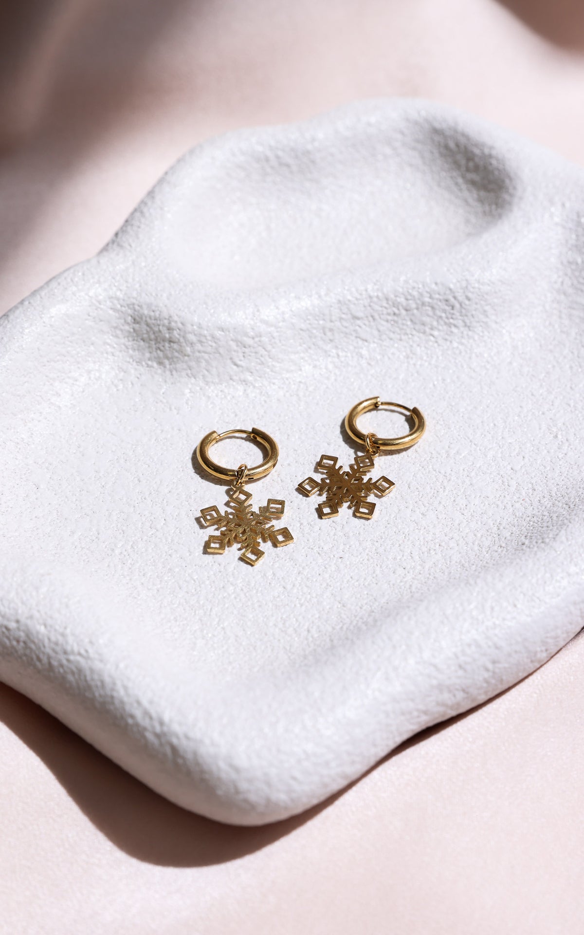Winter Wonderland Hoop Charm Earrings - Gold Snowflake