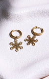 Winter Wonderland Hoop Charm Earrings - Gold Snowflake