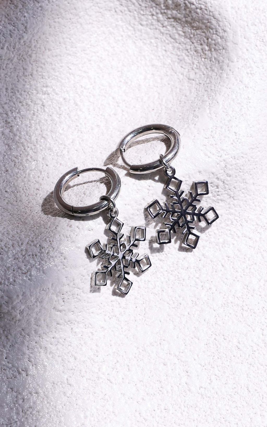 Winter Wonderland Hoop Charm Earrings - Silver Snowflake
