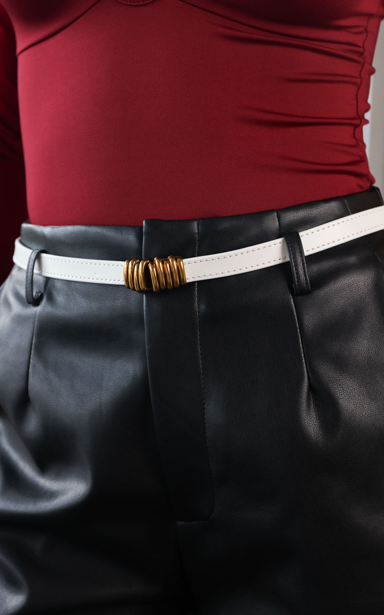 Tennyson Belt - White Ribbed Texture