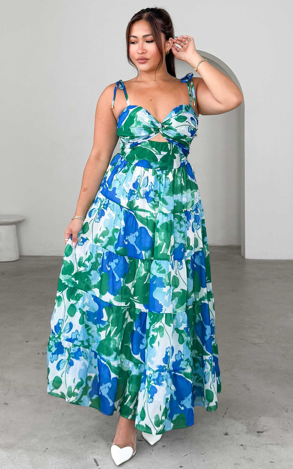 Yanis Maxi Dress - Blue Green Print