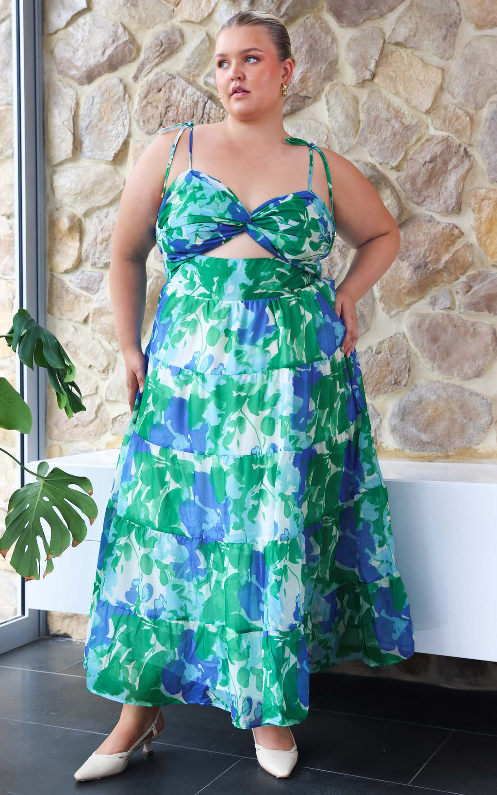 Yanis Maxi Dress - Blue Green Print