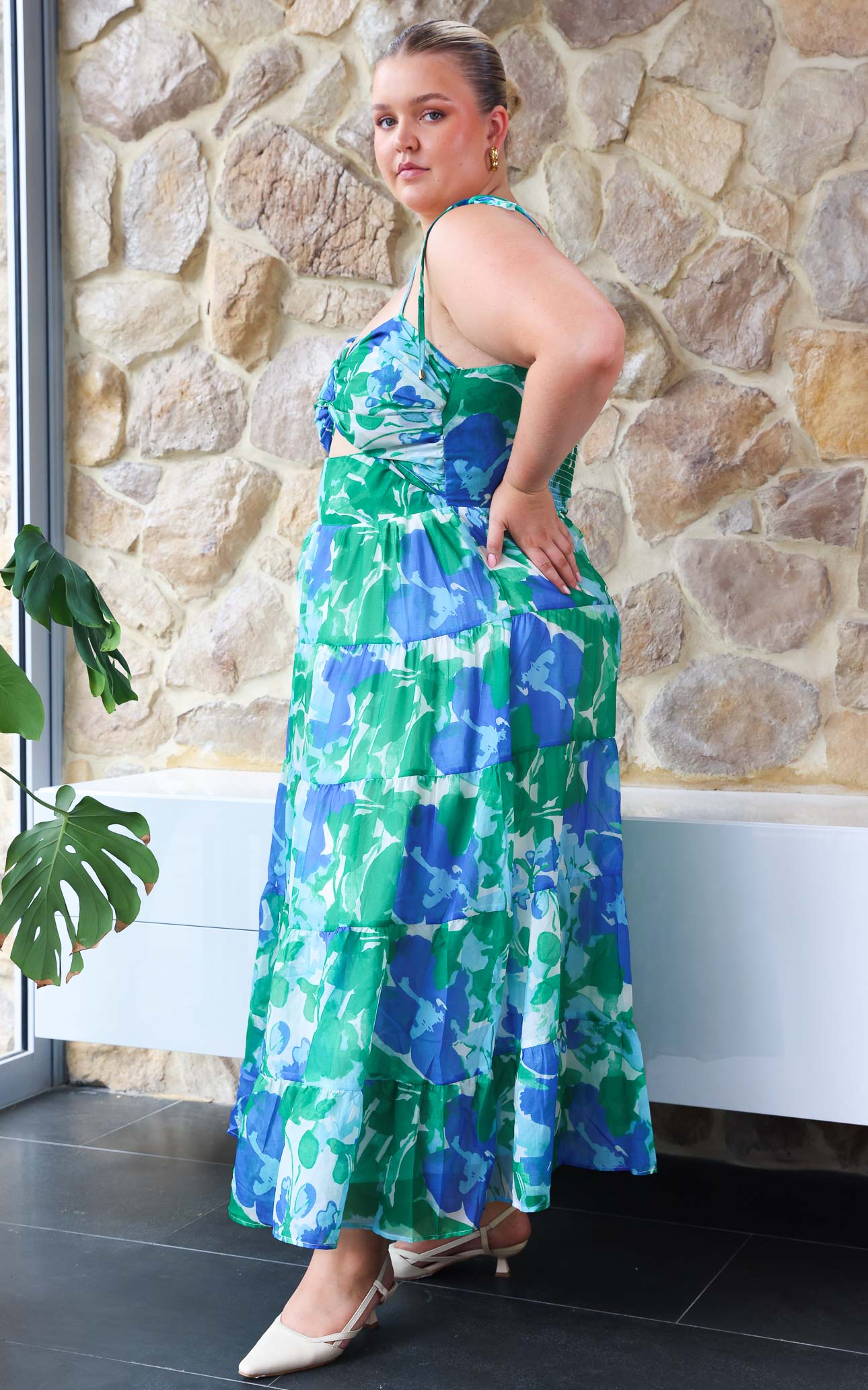 Yanis Maxi Dress - Blue Green Print