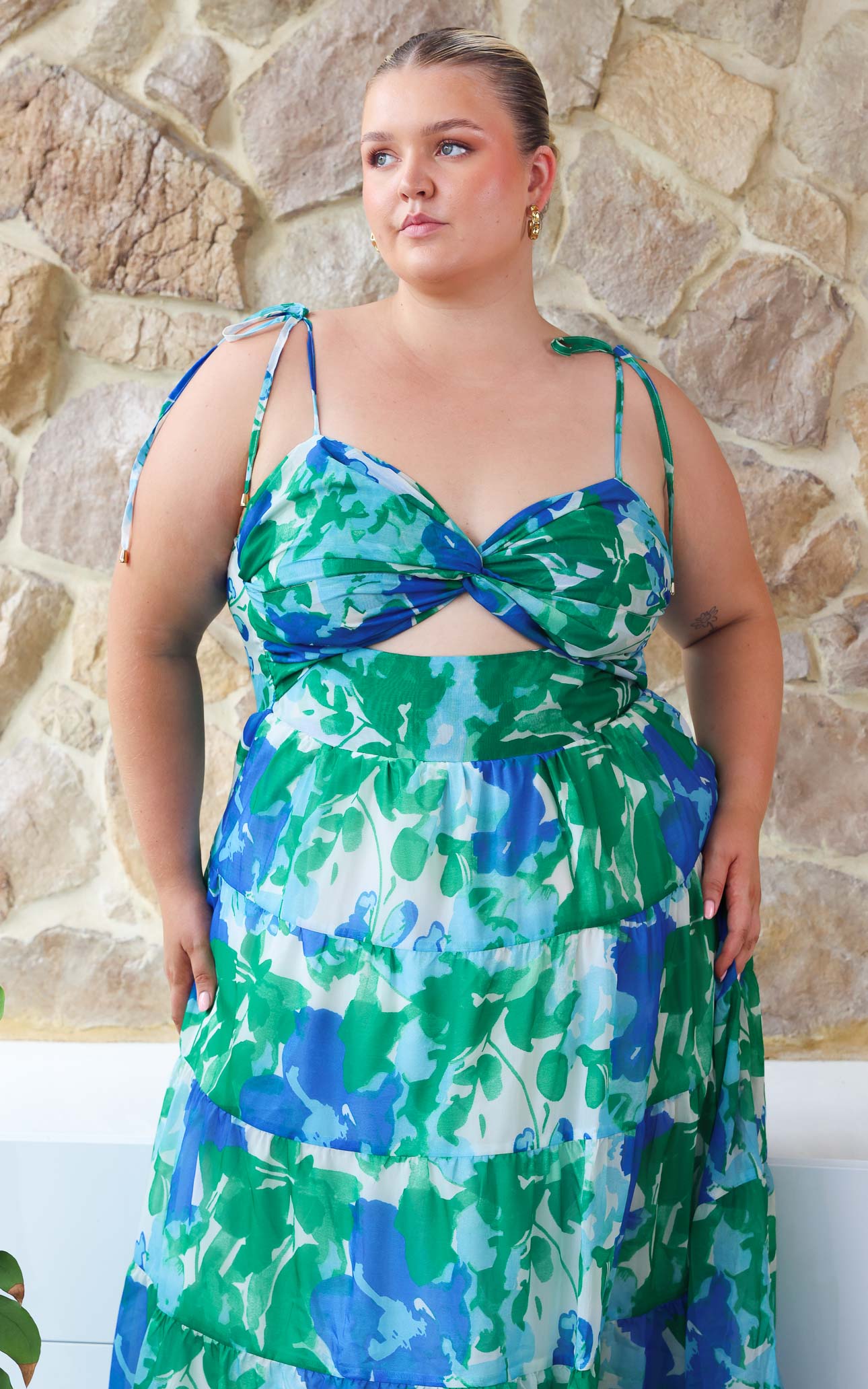 Yanis Maxi Dress - Blue Green Print
