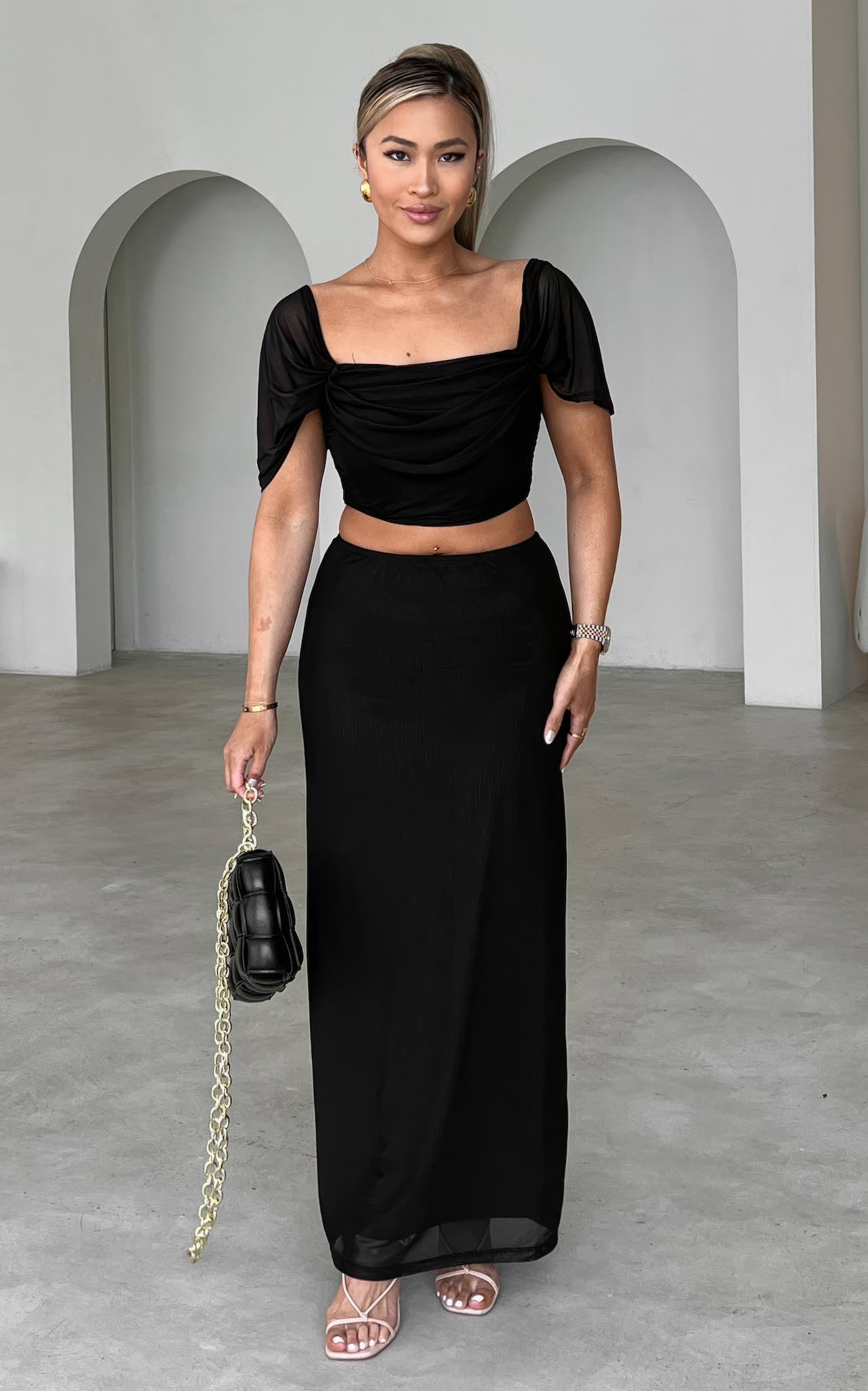 Yoko Mesh Maxi Skirt - Black