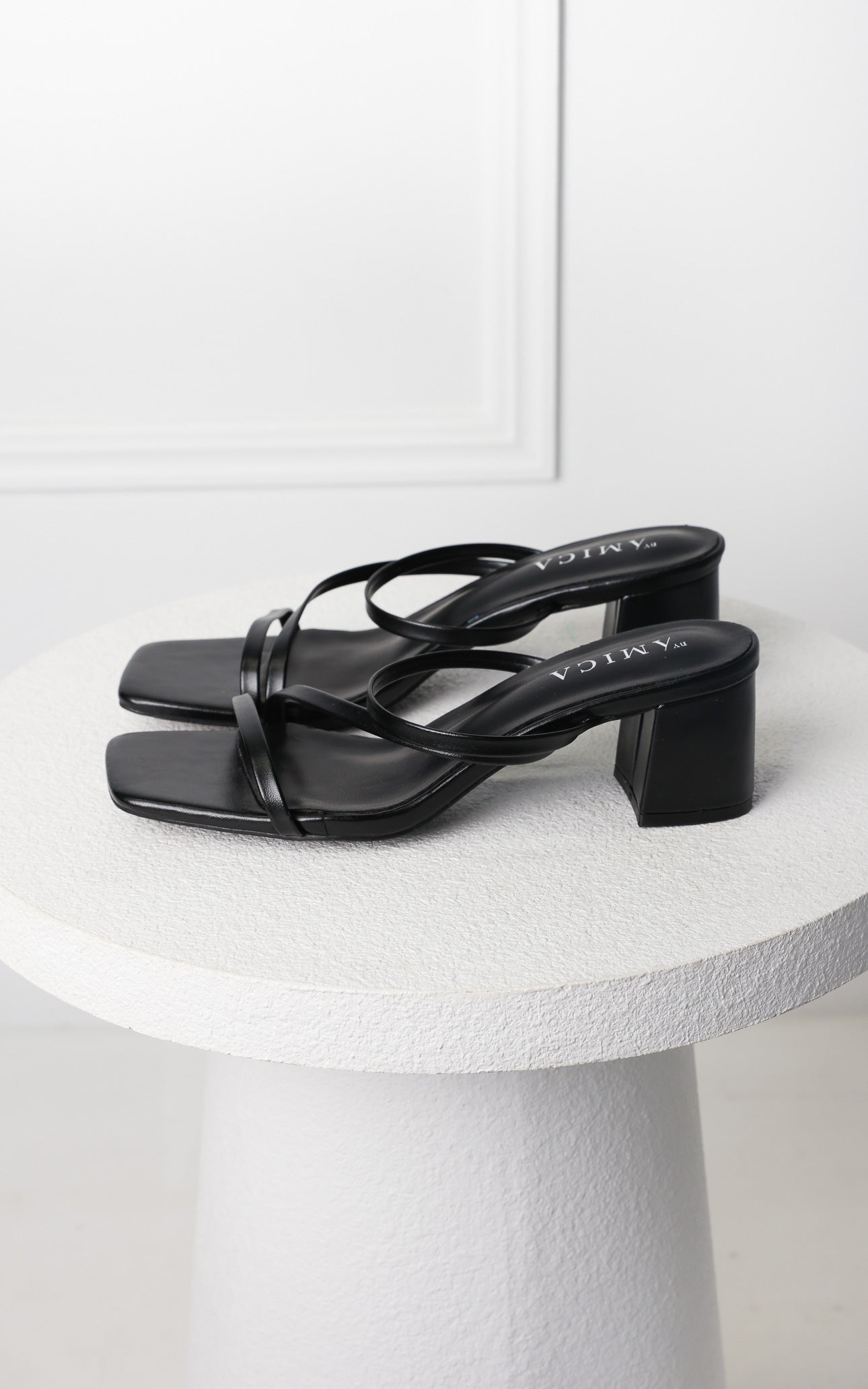 Yora Block Mule Heels - Black