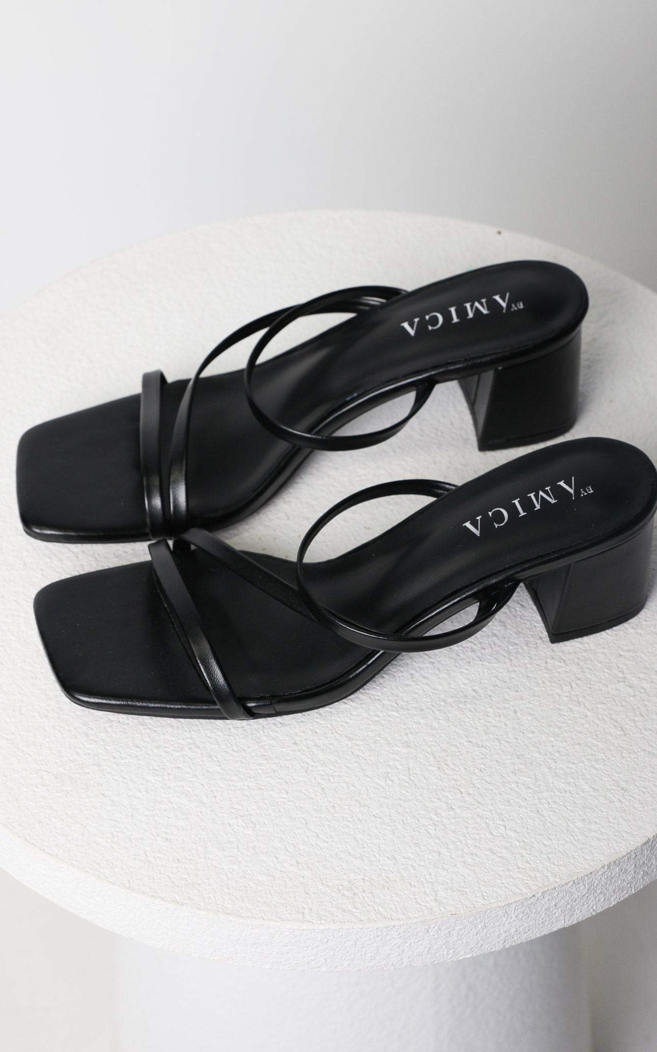 Yora Block Mule Heels - Black