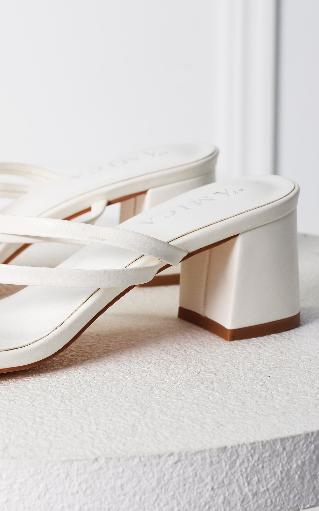 Yora Block Mule Heels - White