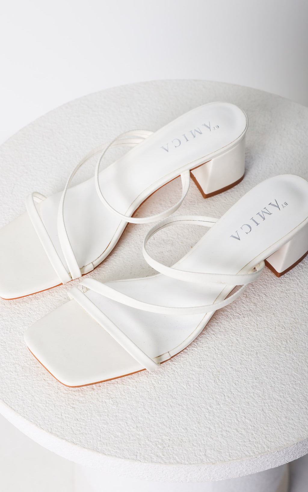Yora Block Mule Heels - White