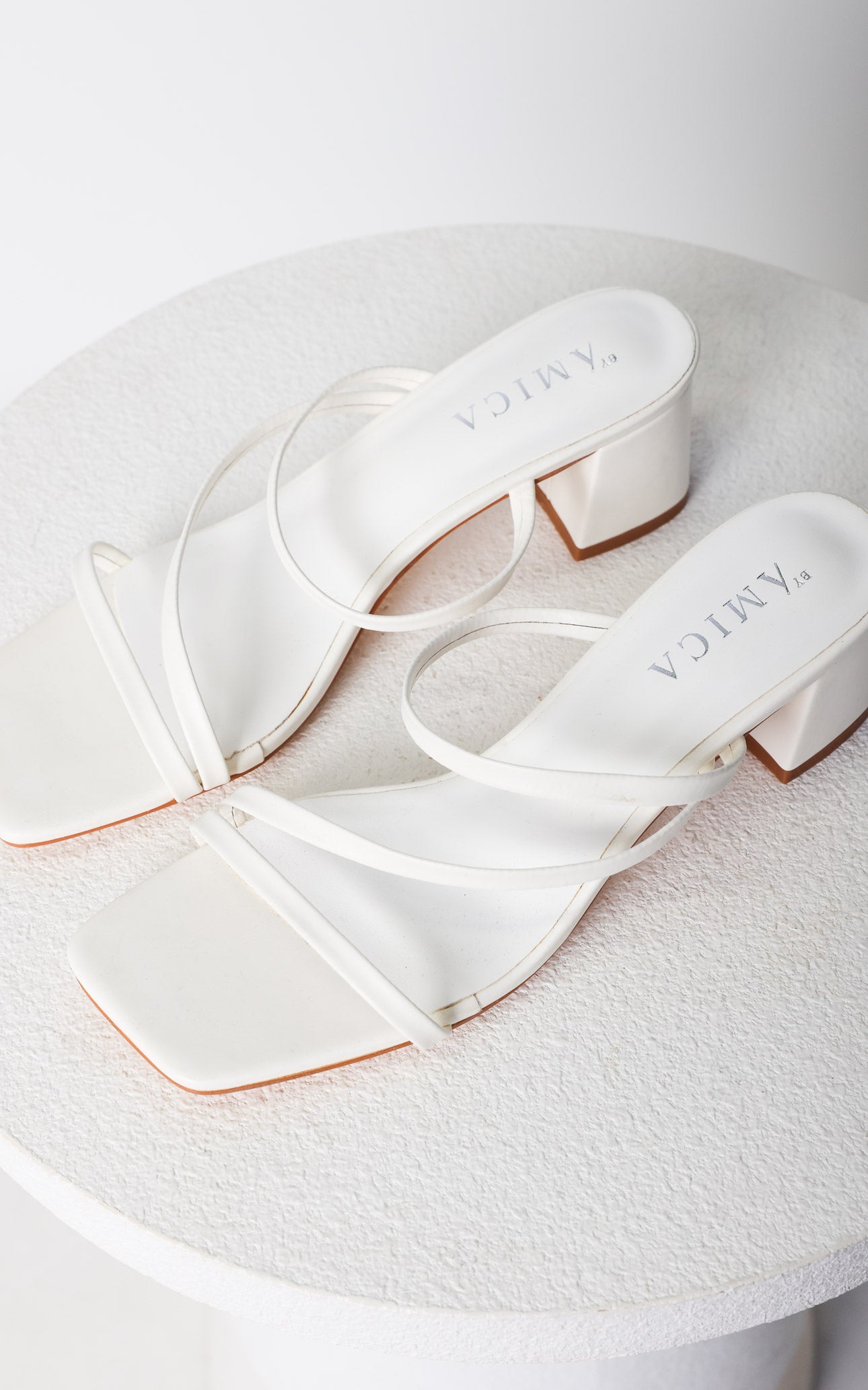 Yora Block Mule Heels - White