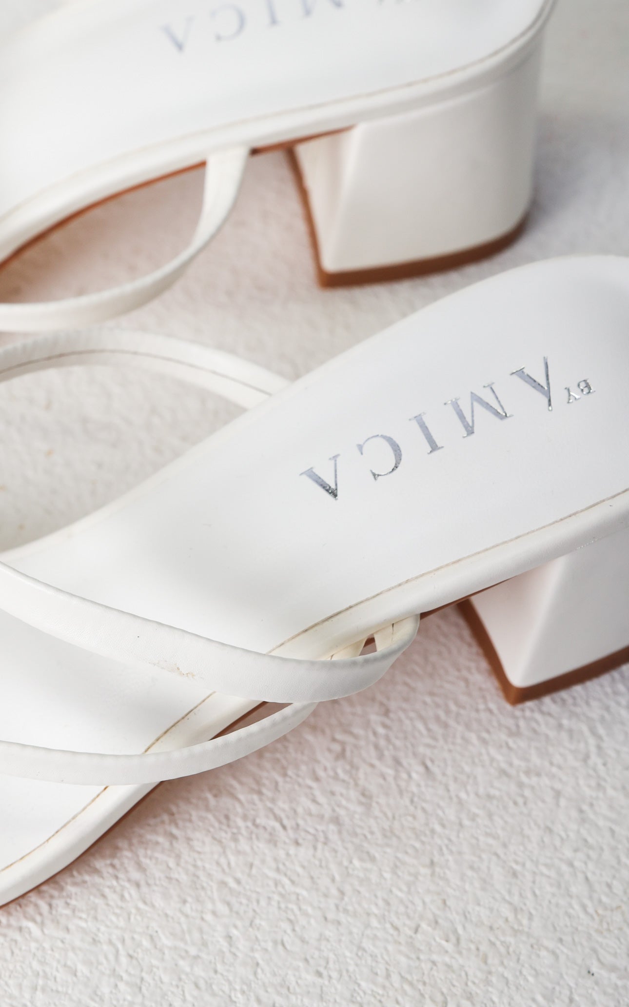 Yora Block Mule Heels - White
