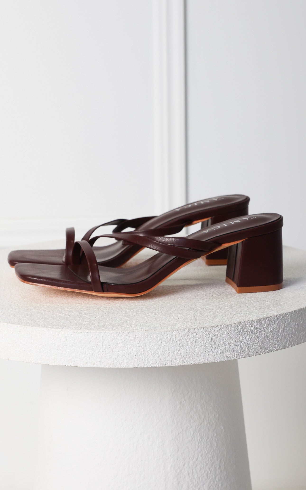 Yora Block Mule Heels - Maroon Brown