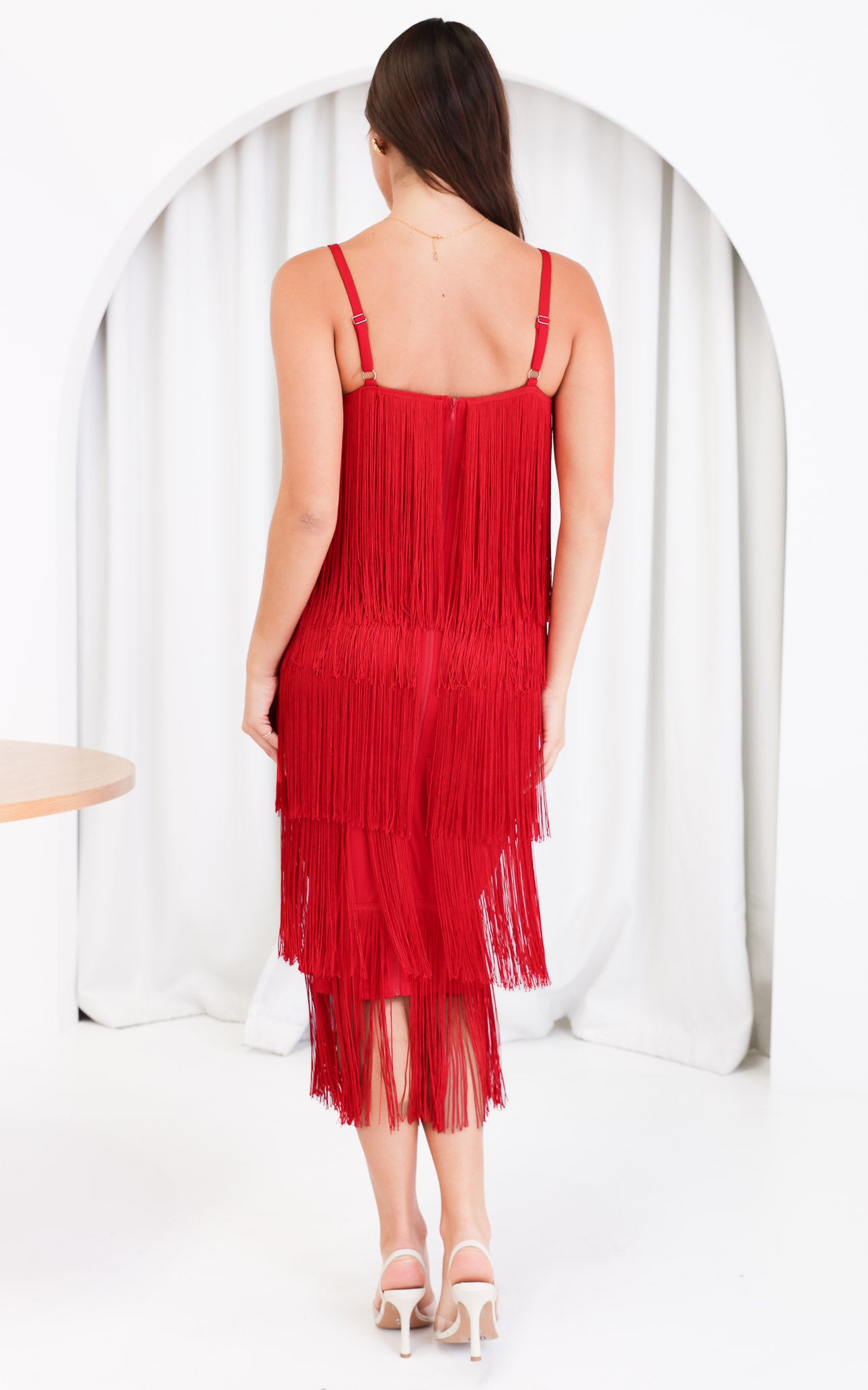 (Preorder) You Found Me Fringe Tassel Maxi Dress - Red