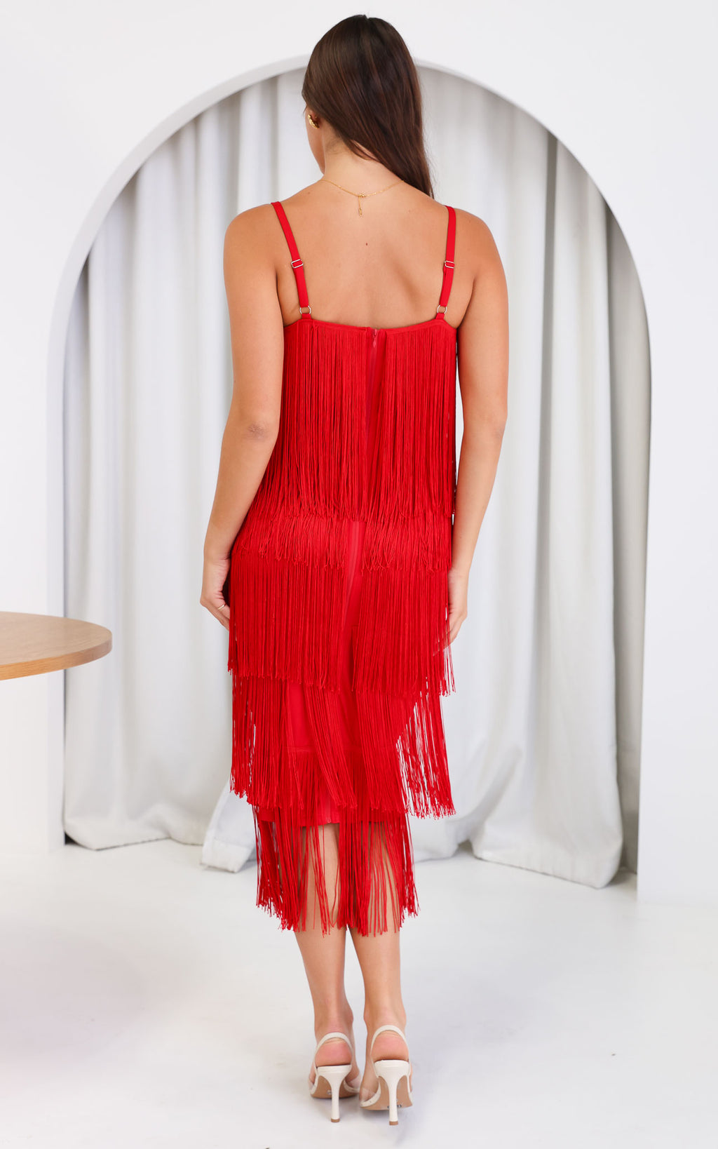 You Found Me Fringe Tassel Maxi Dress - Red