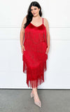 You Found Me Fringe Tassel Maxi Dress - Red