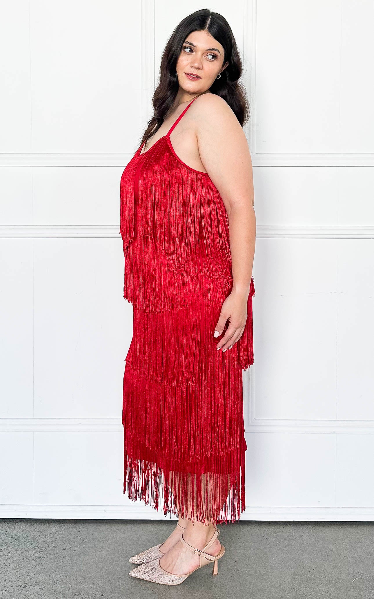 You Found Me Fringe Tassel Maxi Dress - Red