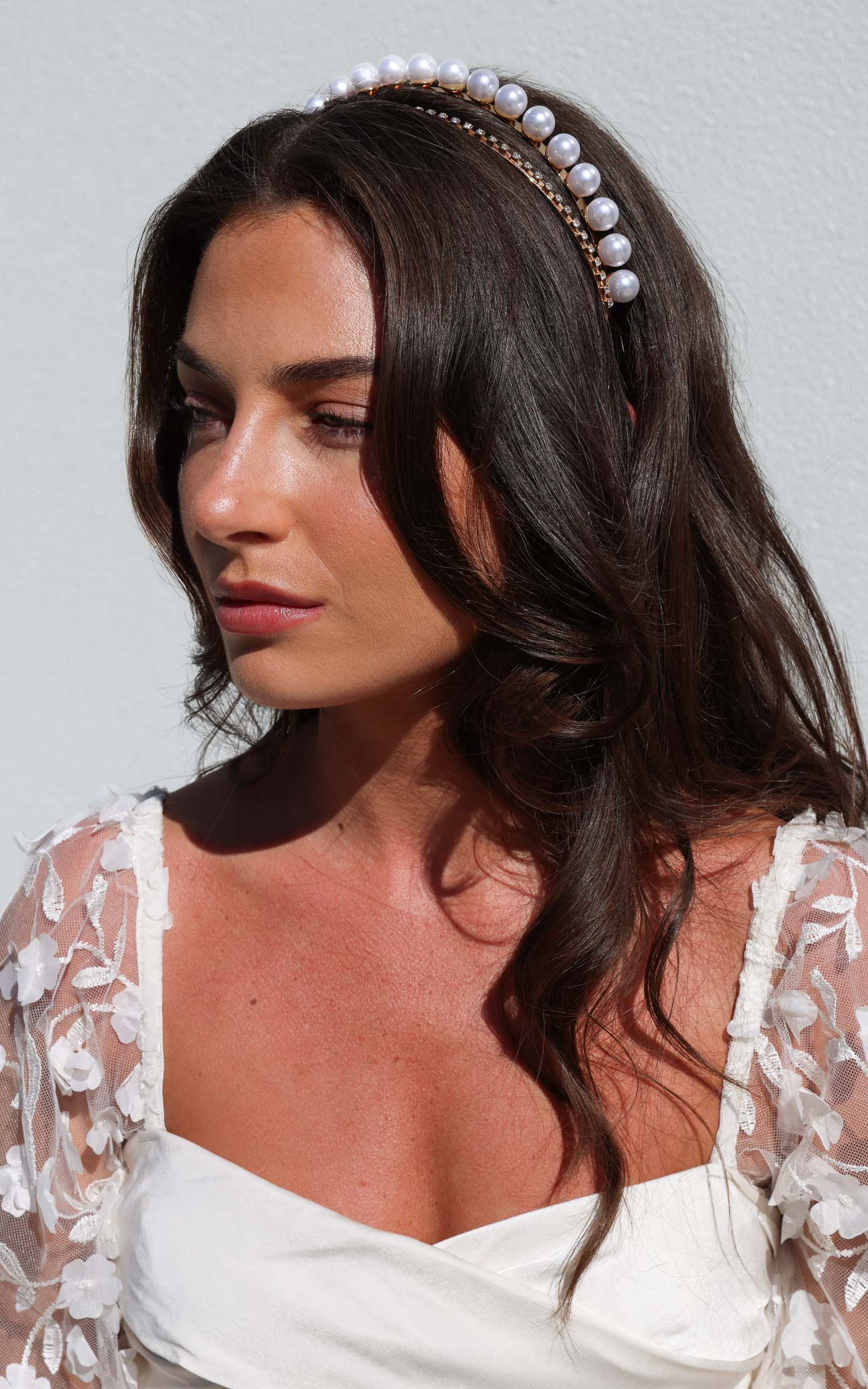 Yuka Double Layered Headband - Gold Pearl Diamante