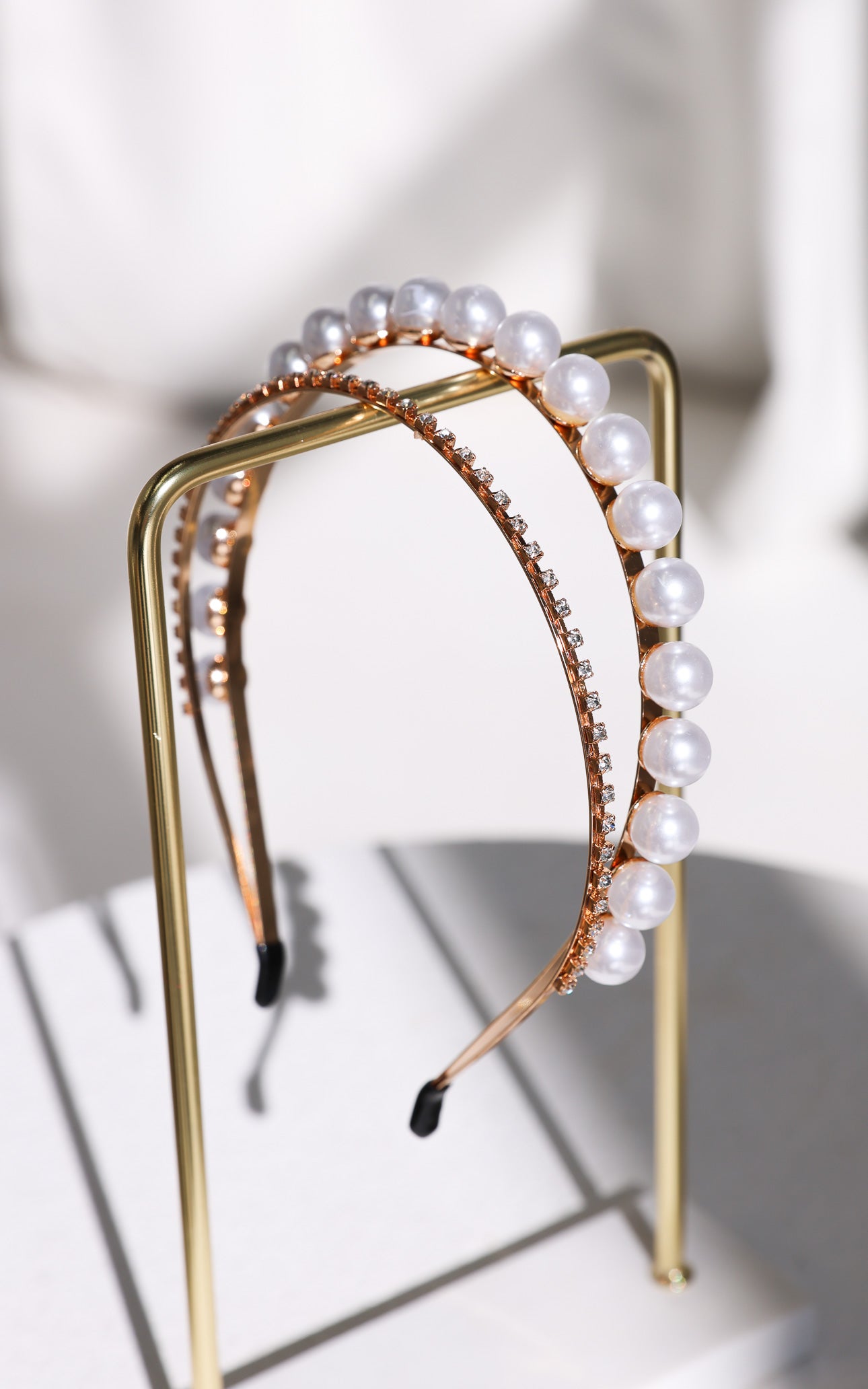 Yuka Double Layered Headband - Gold Pearl Diamante