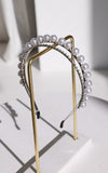 Yuka Double Layered Headband - Silver Pearl Diamante