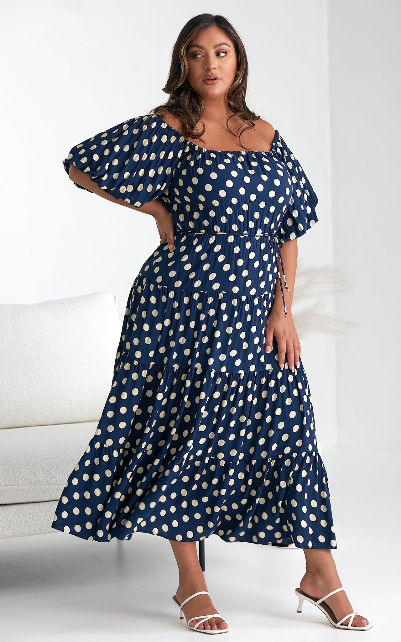 Zanetti Maxi Dress - Navy Polka