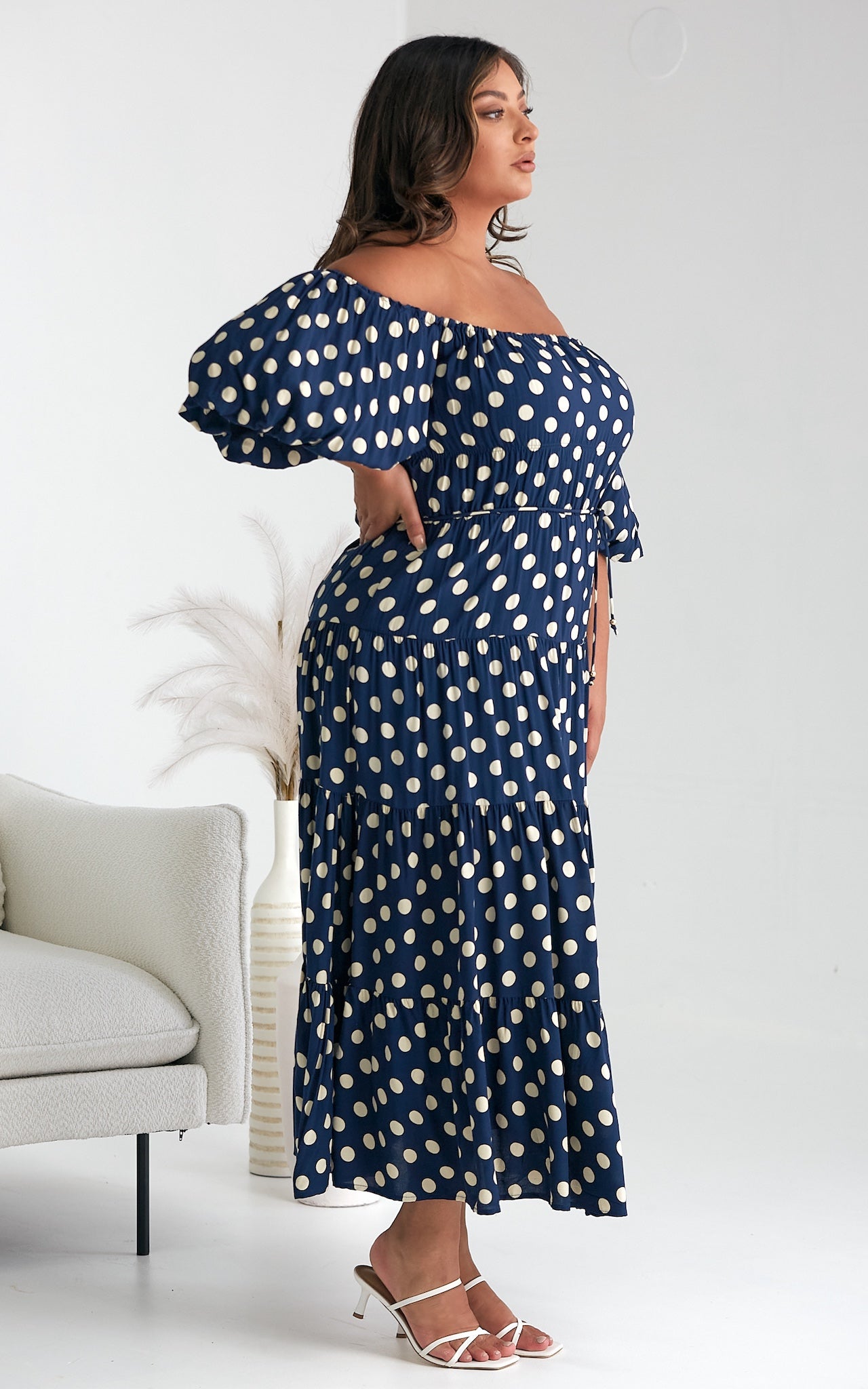 Zanetti Maxi Dress - Navy Polka