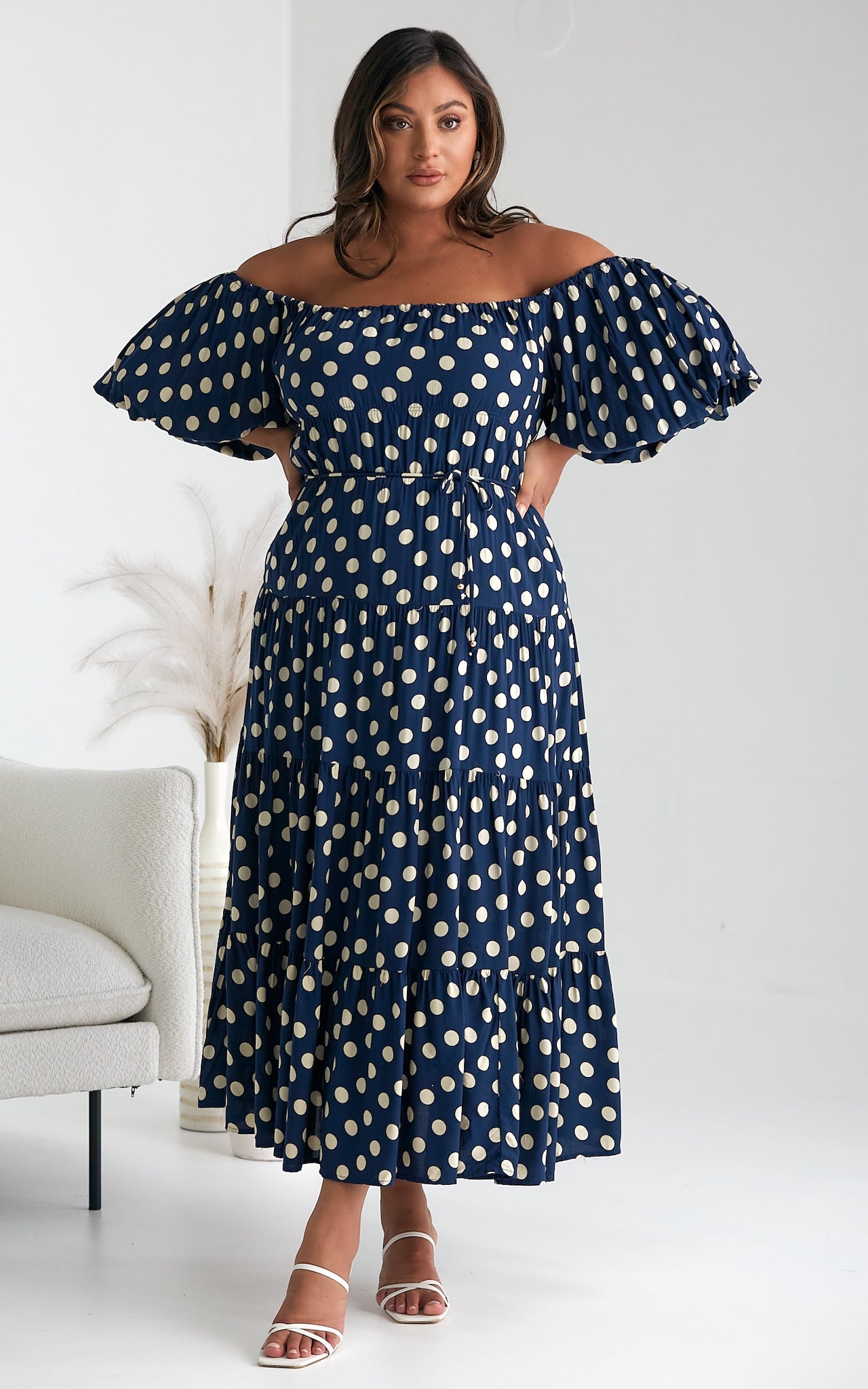 Zanetti Maxi Dress - Navy Polka