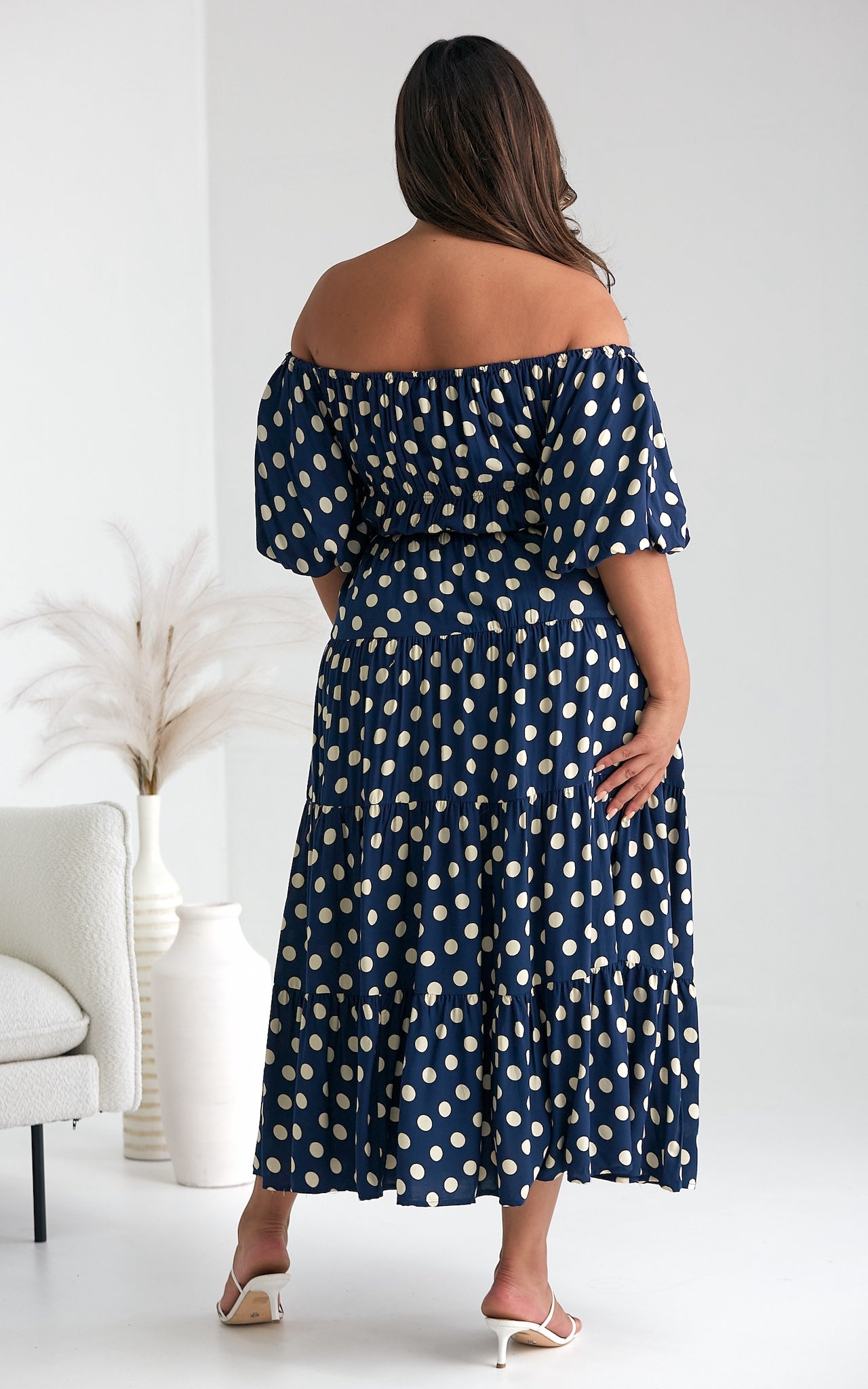 Zanetti Maxi Dress - Navy Polka