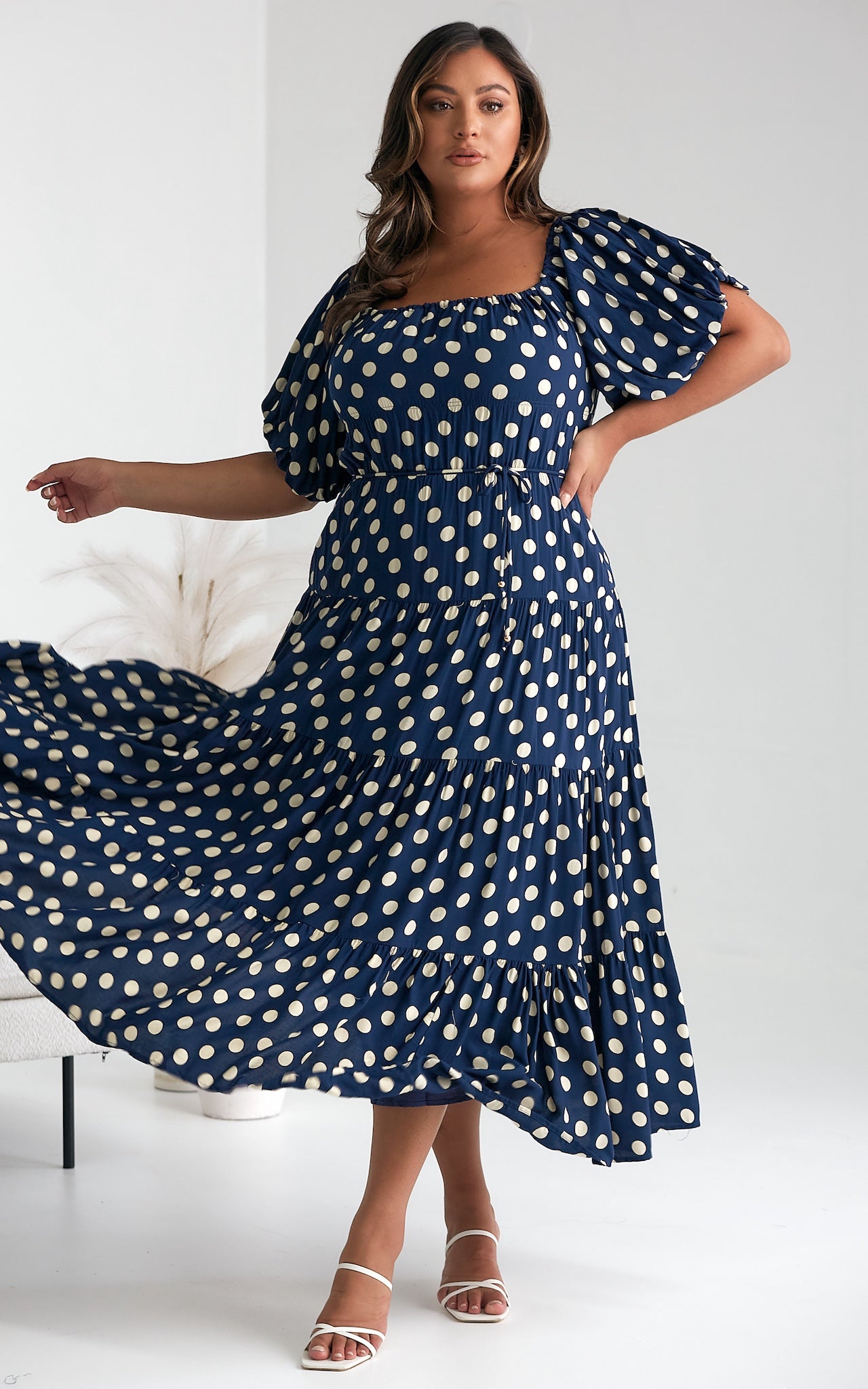 Zanetti Maxi Dress - Navy Polka