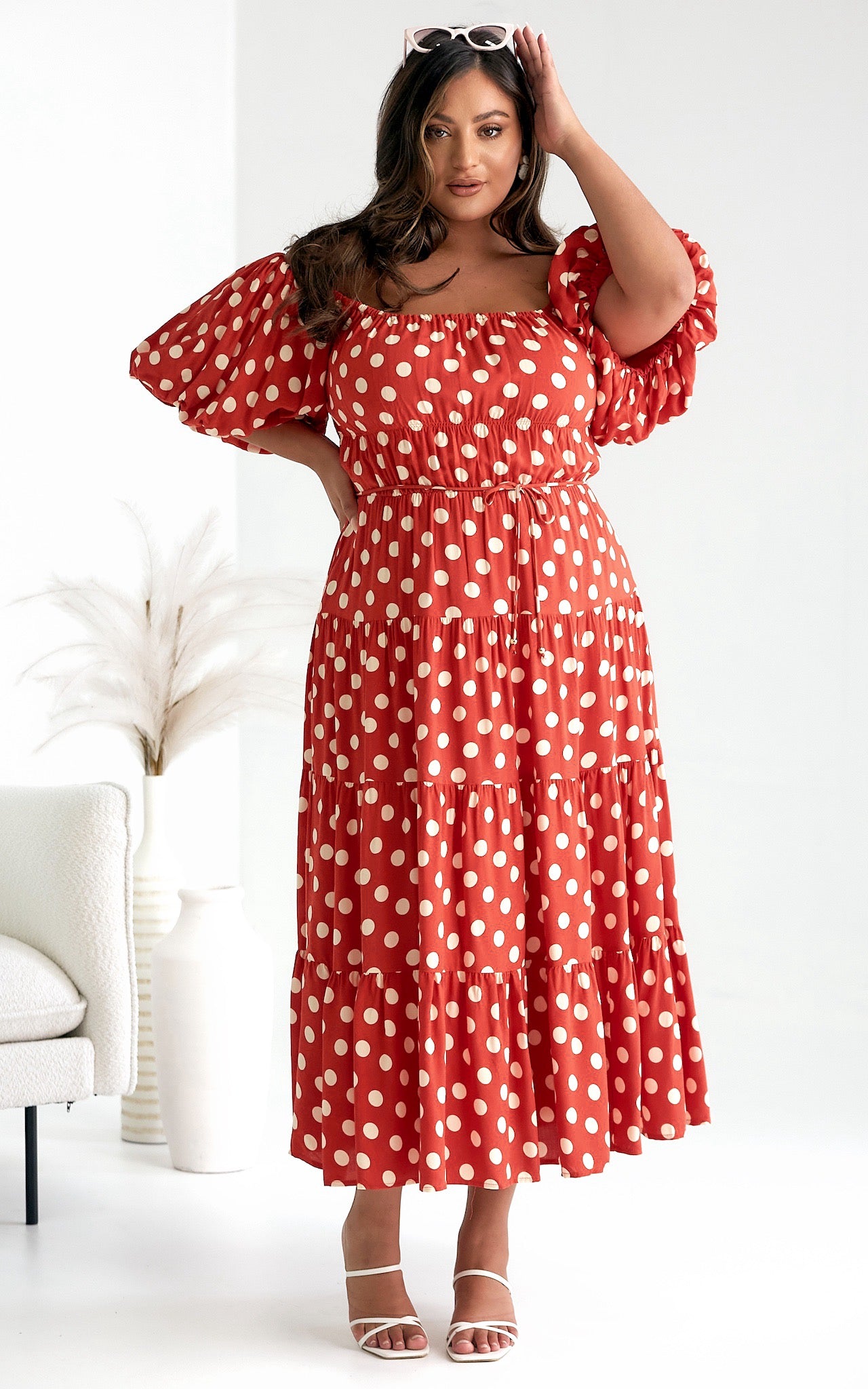 Zanetti Maxi Dress - Orange Polka