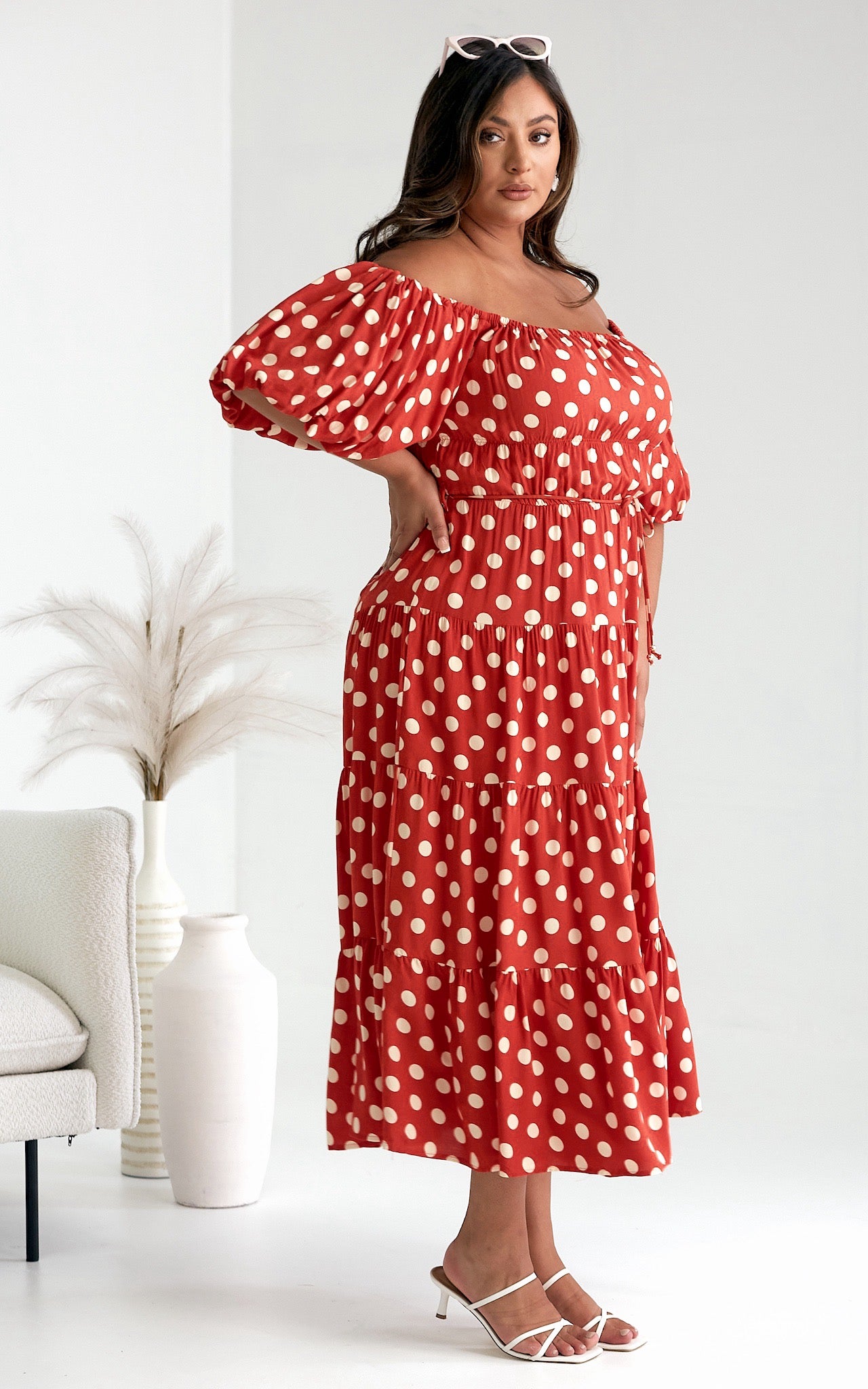 Zanetti Maxi Dress - Orange Polka