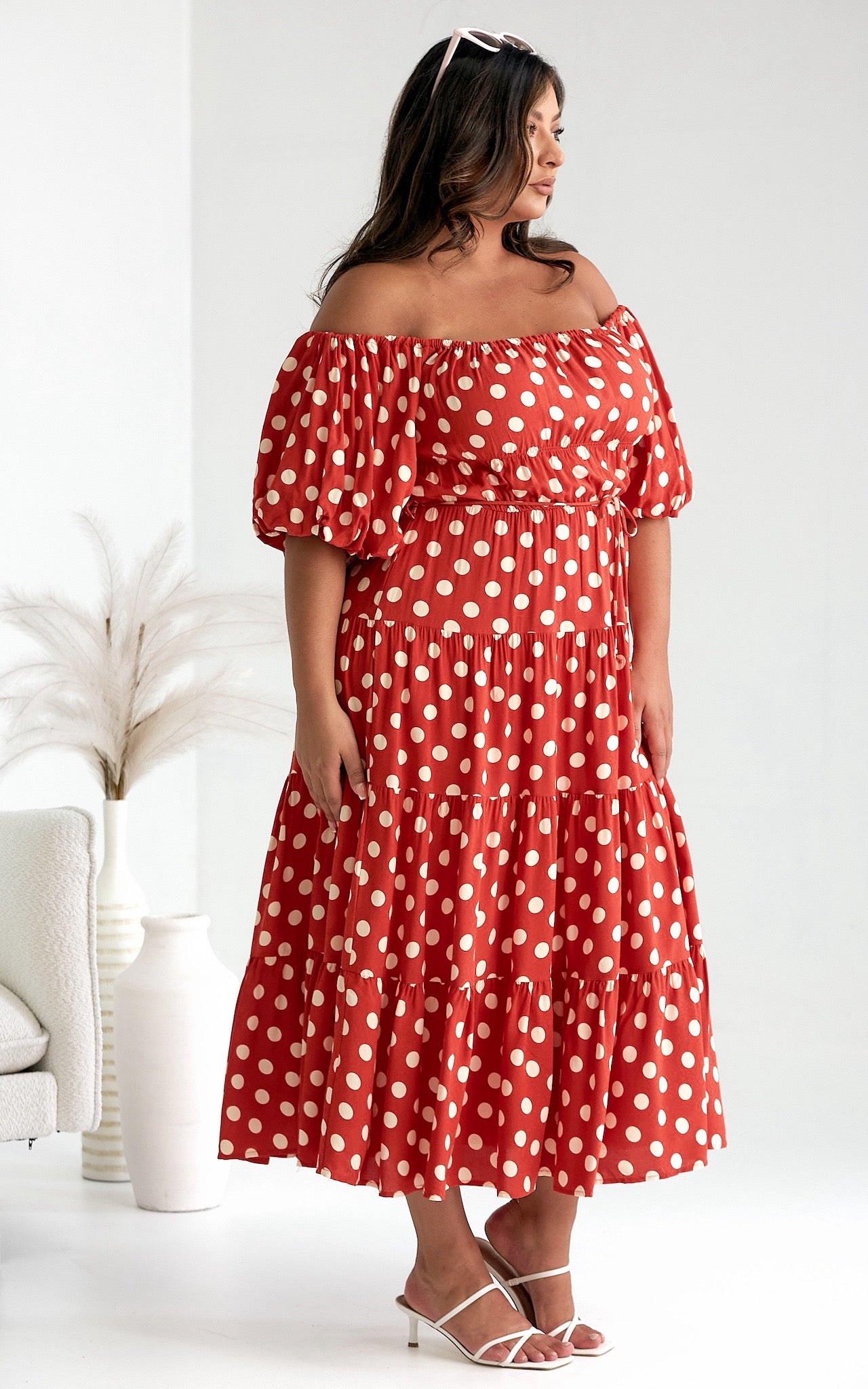 Zanetti Maxi Dress - Orange Polka