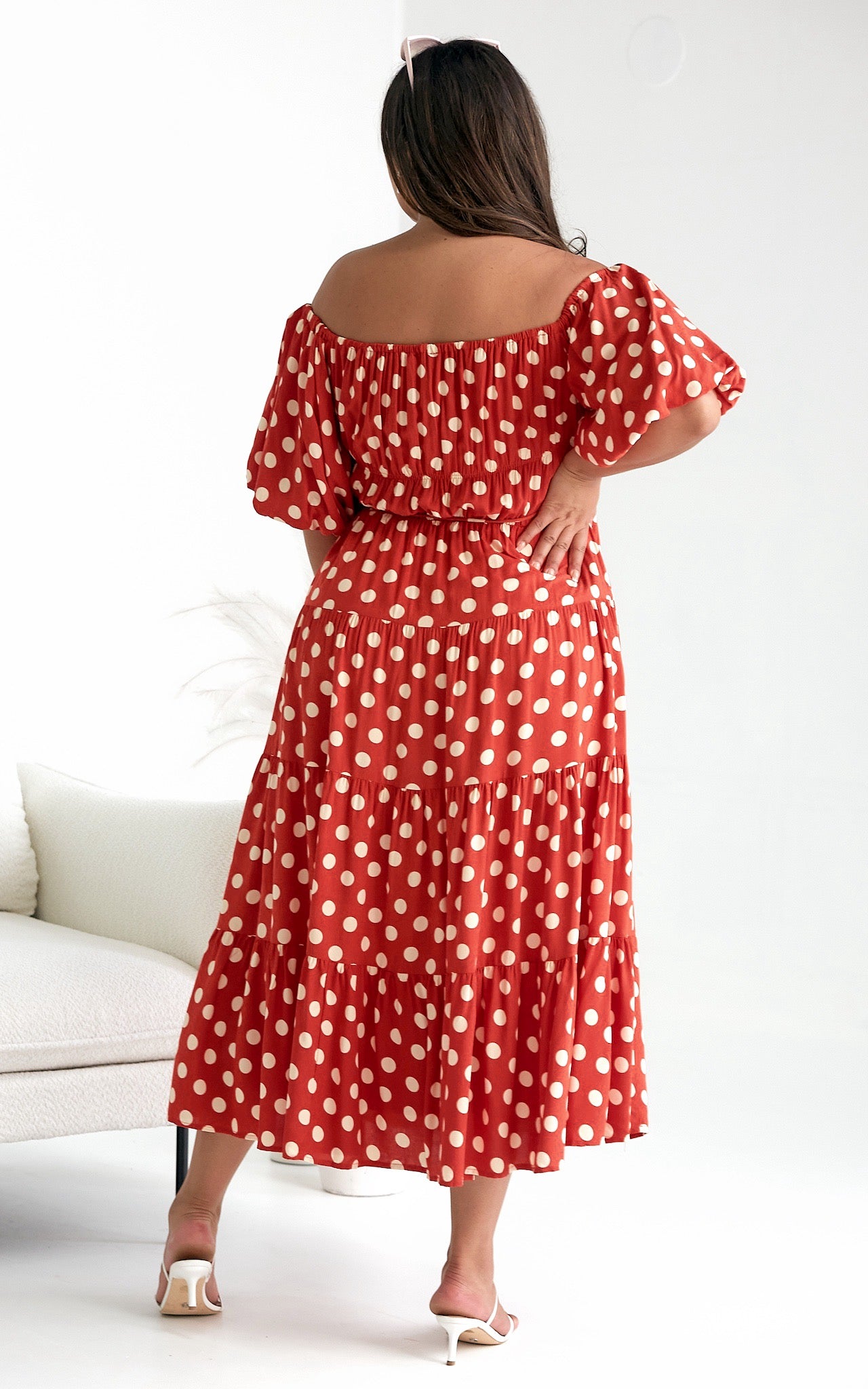 Zanetti Maxi Dress - Orange Polka