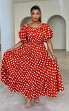 Zanetti Maxi Dress - Orange Polka