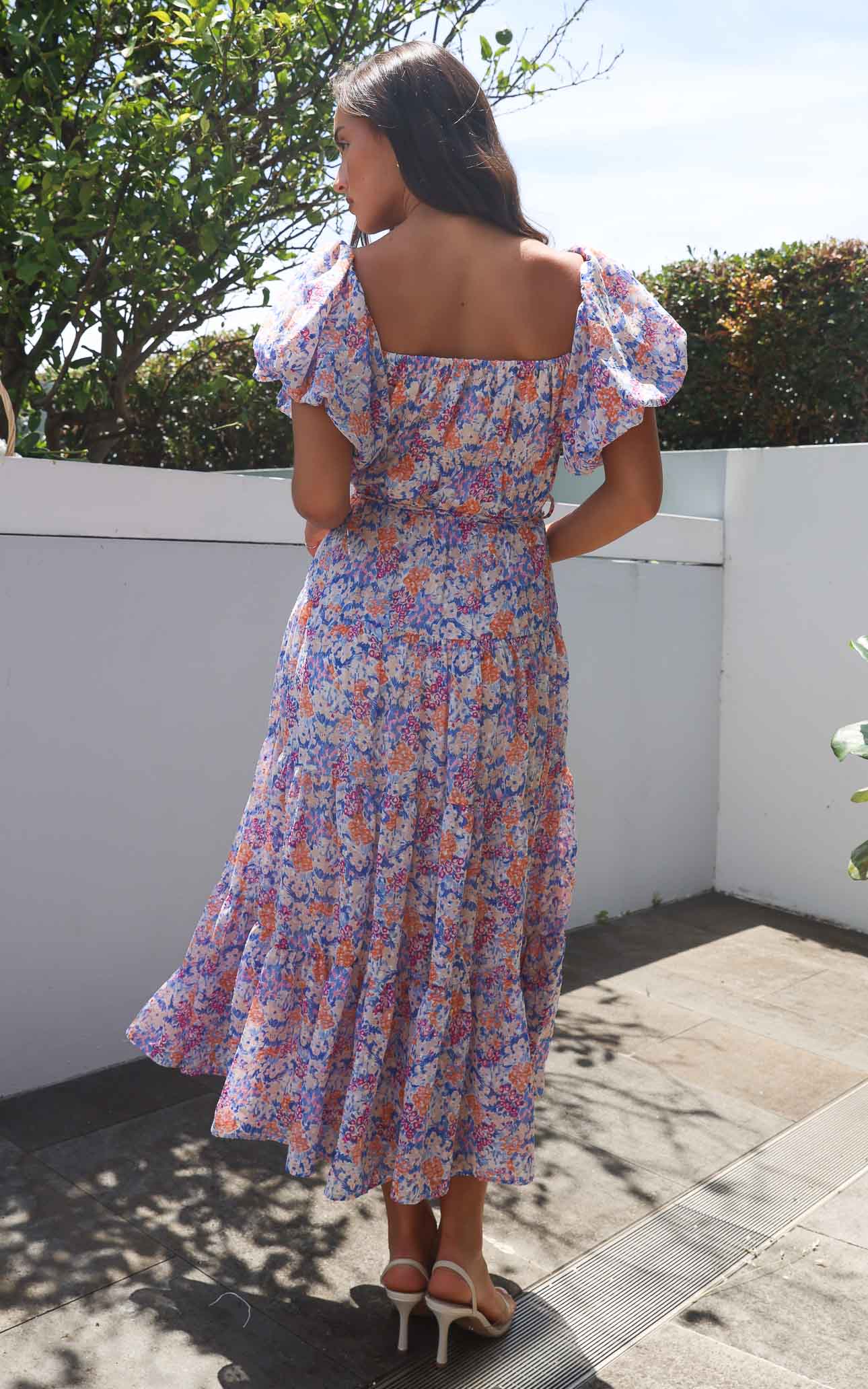 (Preorder) Zanetti Maxi Dress - Blue Multi Floral Texture