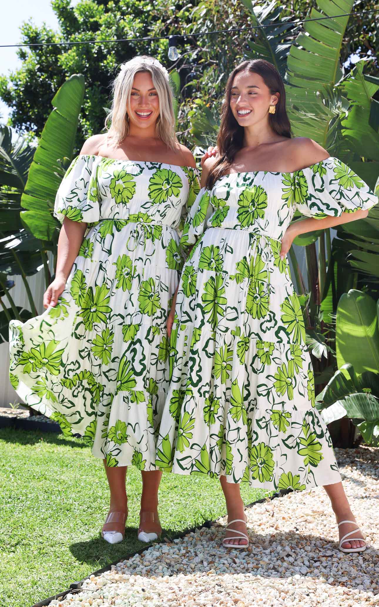 Zanetti Maxi Dress - White Green Floral