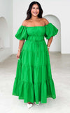 Zanetti Maxi Dress - Green Check Organza