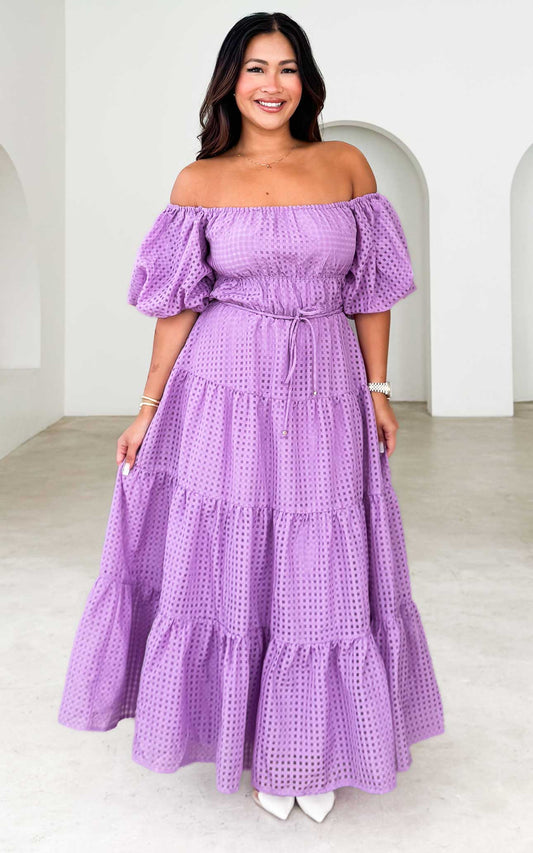 Zanetti Maxi Dress - Lilac Check Organza