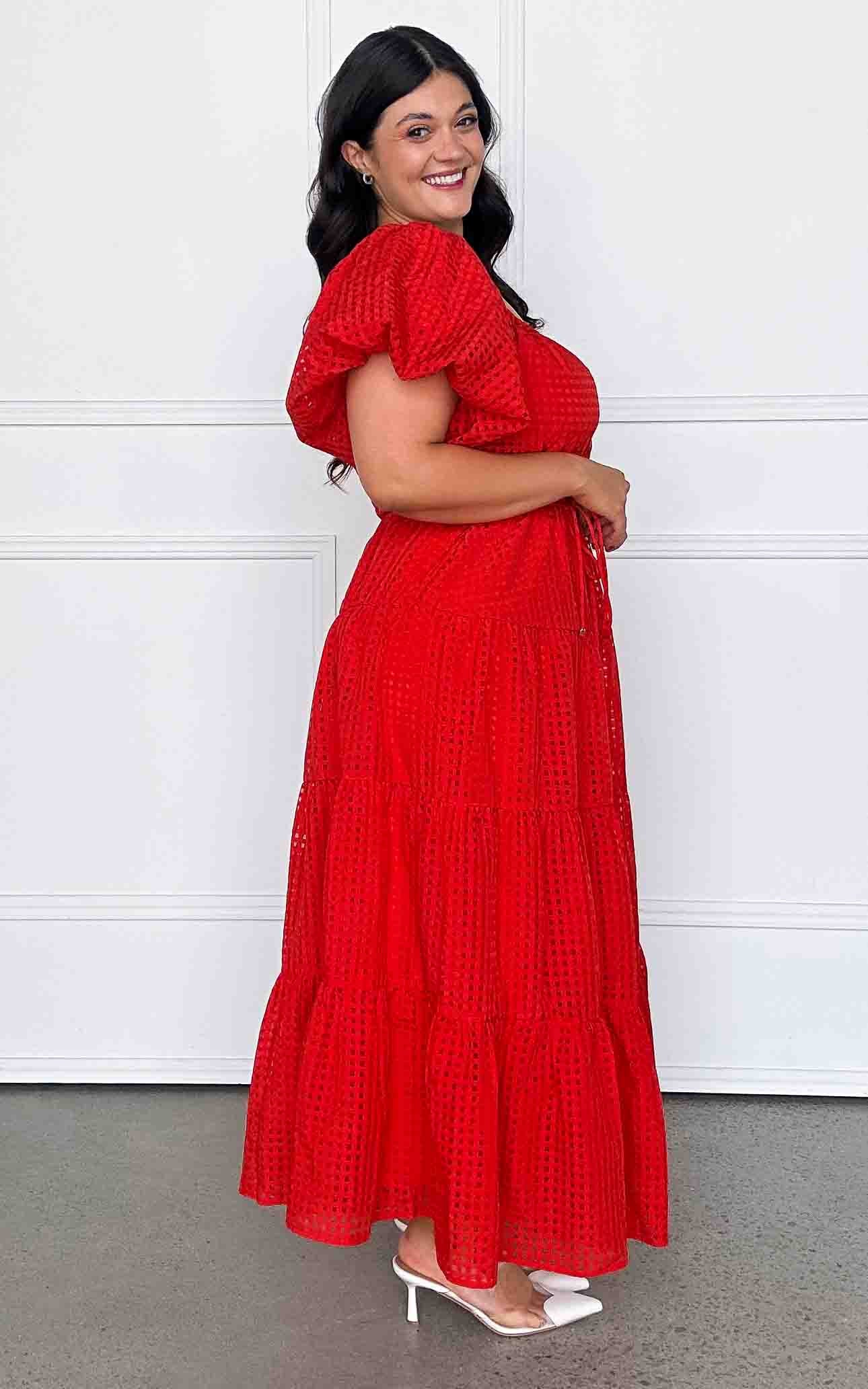 Zanetti Maxi Dress - Red Check Organza