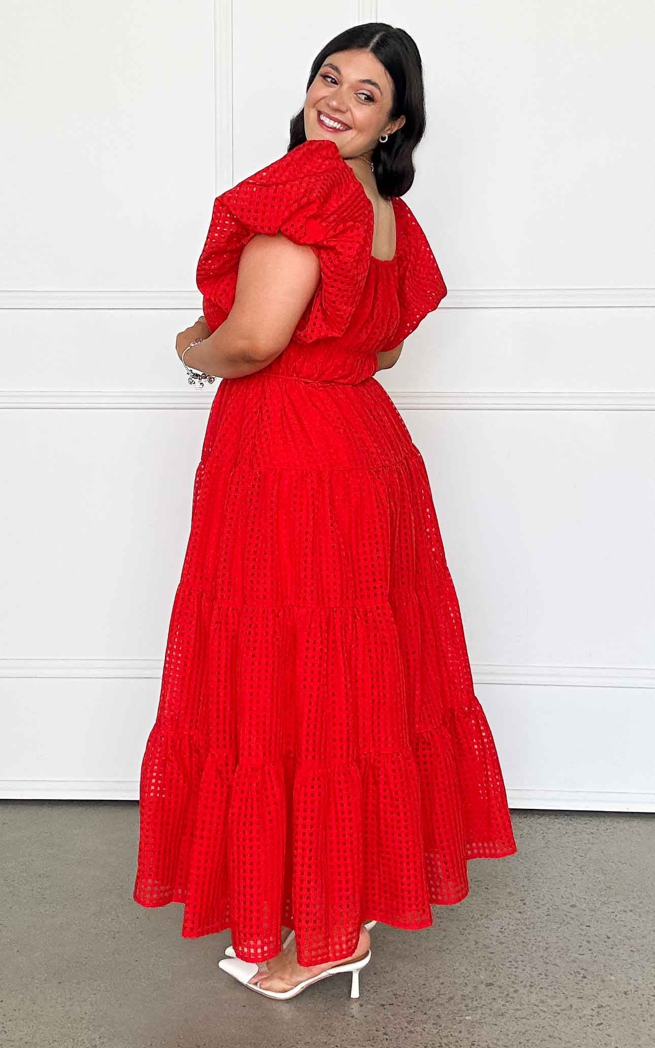 Zanetti Maxi Dress - Red Check Organza